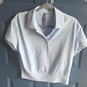 Light Blue Cropped Polo Top